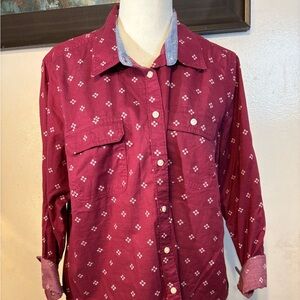 St. John's Bay Burgundy Patterned Shirt